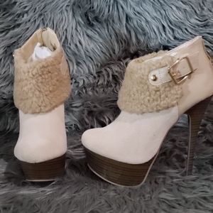 Cream heel booties